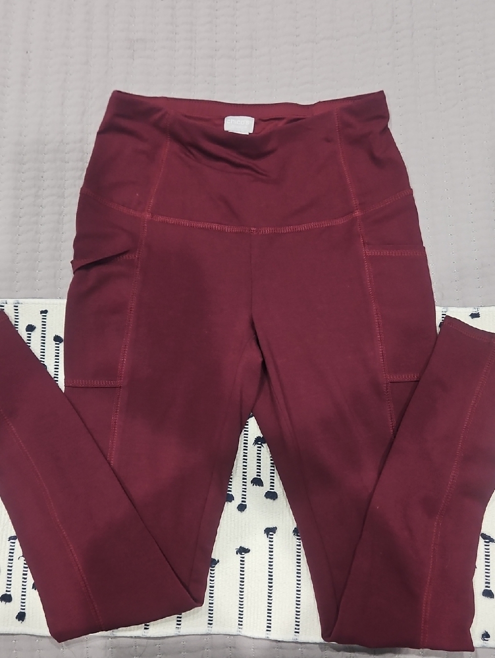 Chico's Burgundy High-Waist Pocket Leggings